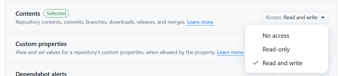 repository permission dropdown