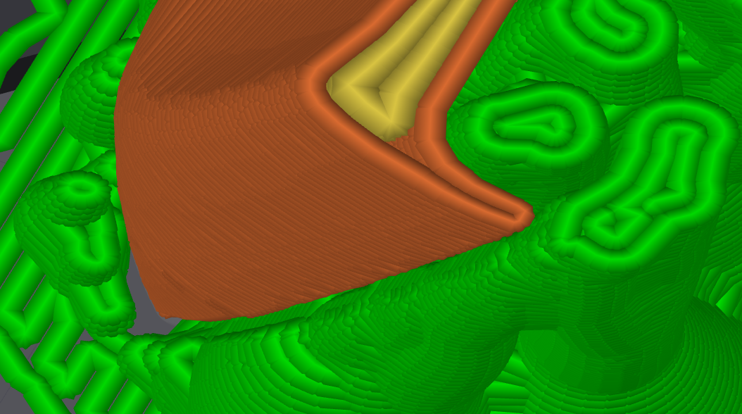 Lines fully rounded out an minimal vertical artifacts showing from the gcode preview